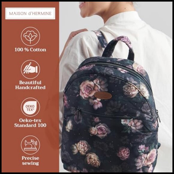 Cotton Backpack Casual Daypack Lightweight Multi Pocket Travel Work Bag main image 4